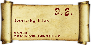 Dvorszky Elek névjegykártya