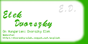 elek dvorszky business card